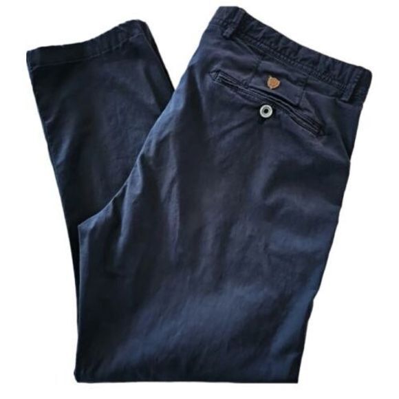 Massimo Dutti Mens Slim Fit Chino Blue Navy Trousers‎ Pants Stretch 38 26 - Picture 1 of 9